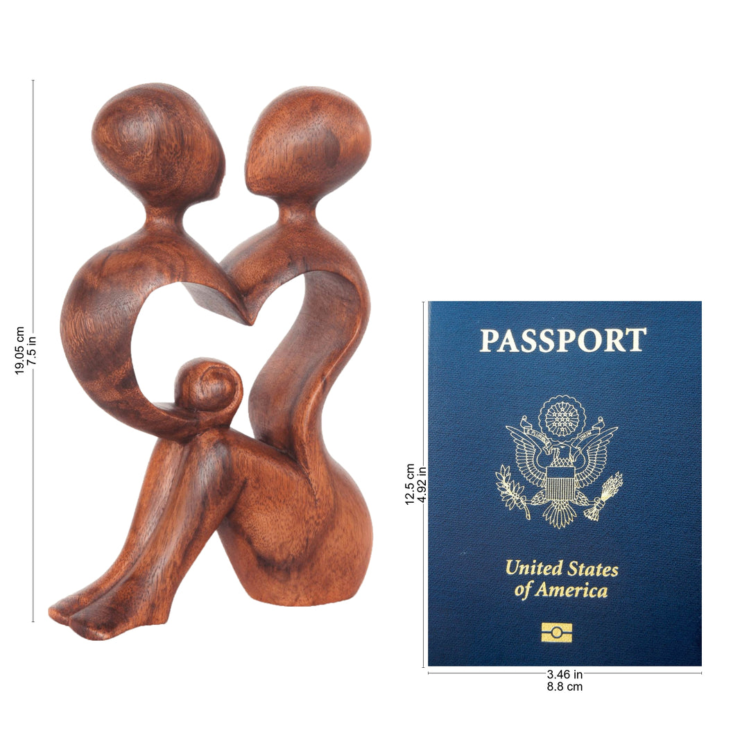 Romantic Wood Sculpture - A Heart Shared by Two