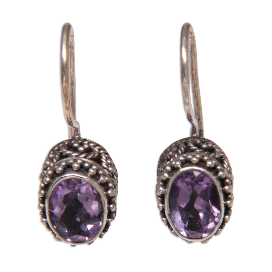 Sterling Silver Amethyst Drop Earrings - Purple Spell