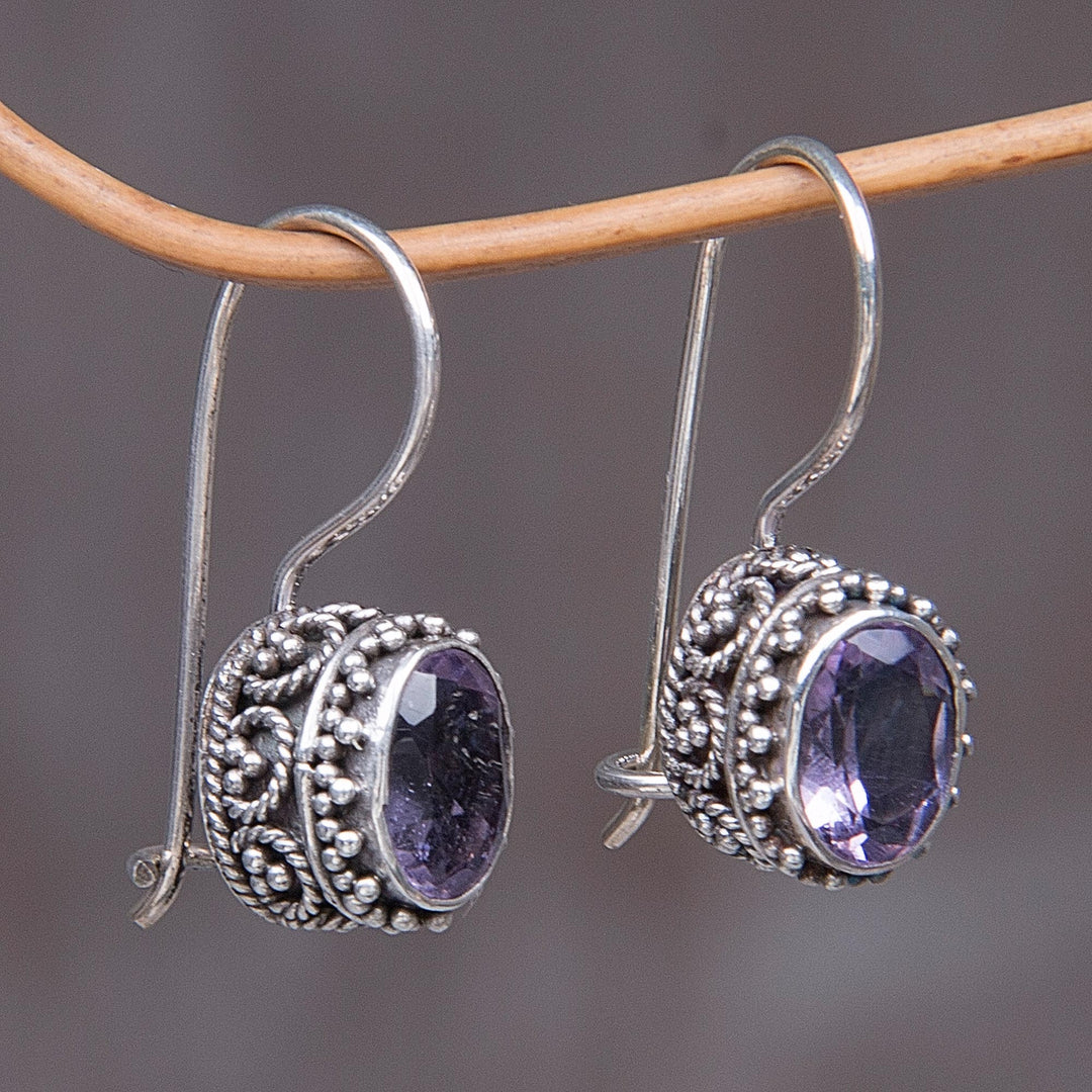 Sterling Silver Amethyst Drop Earrings - Purple Spell