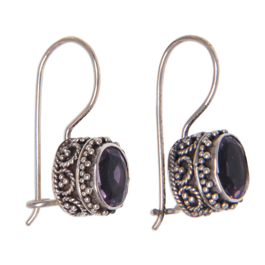 Sterling Silver Amethyst Drop Earrings - Purple Spell
