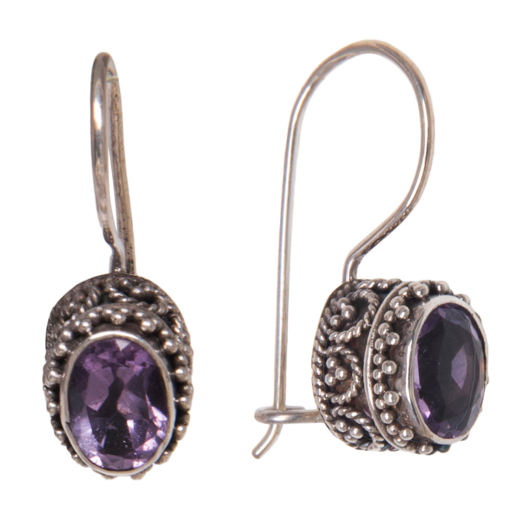 Sterling Silver Amethyst Drop Earrings - Purple Spell