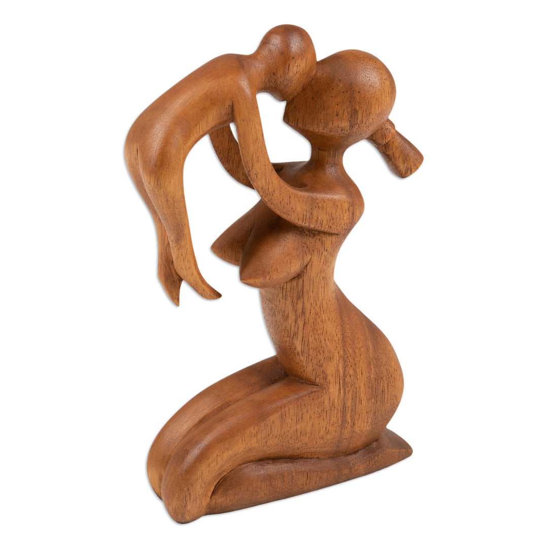 Suar Wood Family Sculpture - Mother's Love