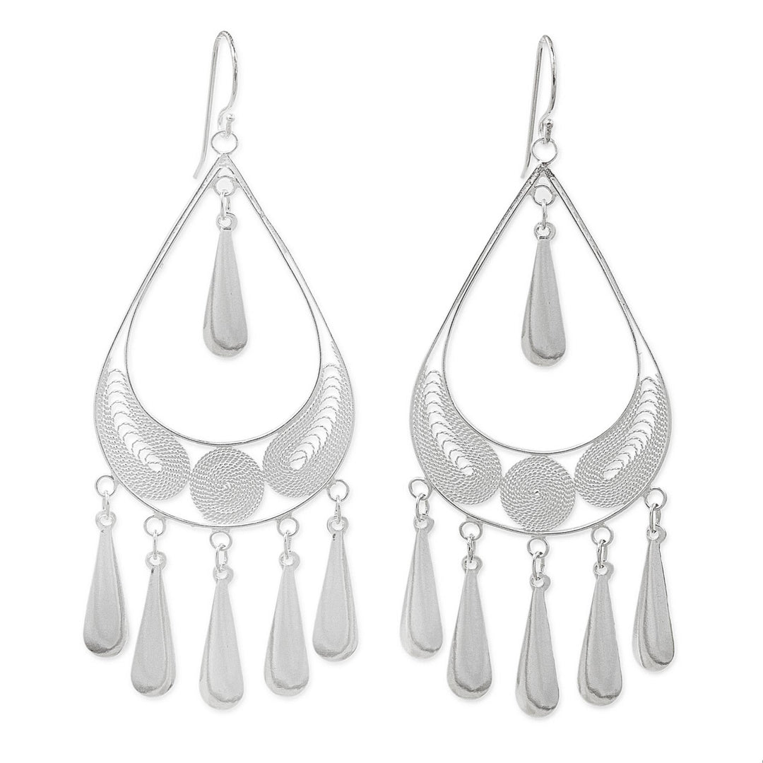 Handcrafted Sterling Silver Chandelier Earrings - Mystic Rain