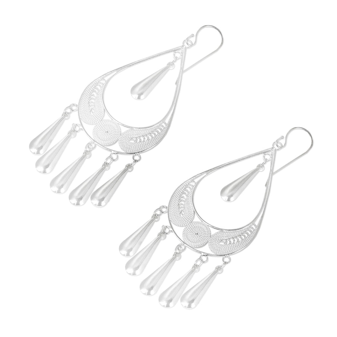 Handcrafted Sterling Silver Chandelier Earrings - Mystic Rain