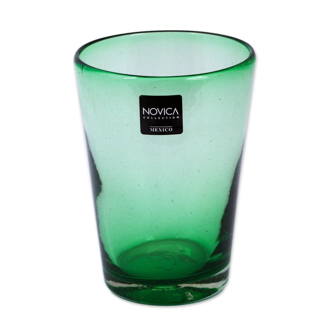Artisan Crafted Handblown Recycled Water Glasses (Set of 6) - Lime Twist