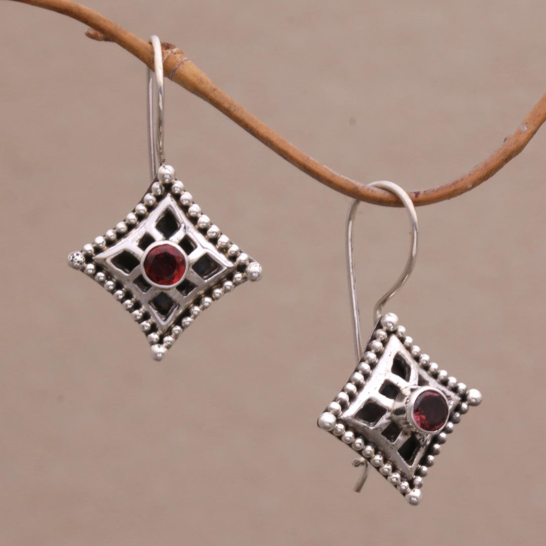 Garnet dangle earrings - Temple Window