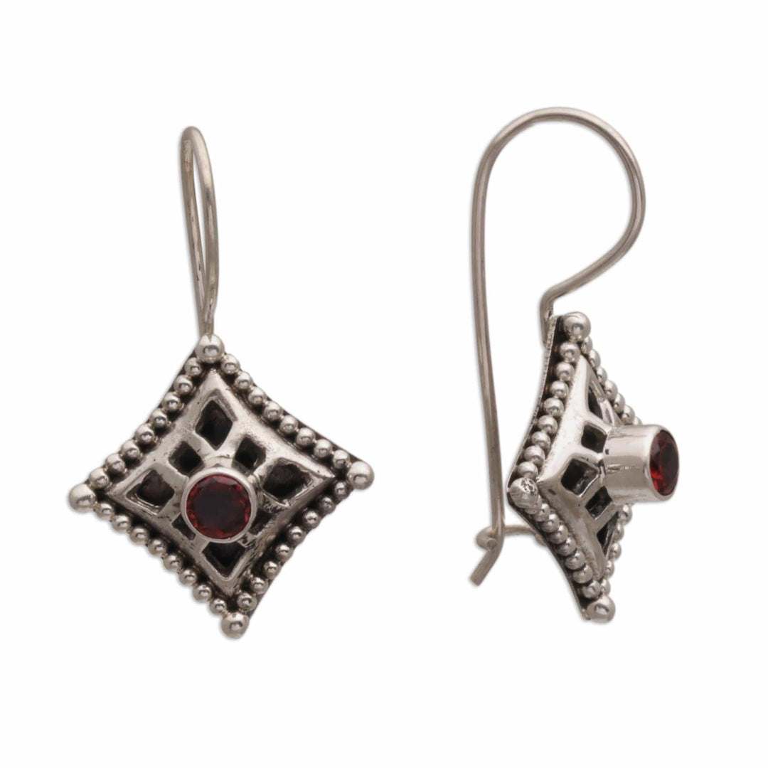 Garnet dangle earrings - Temple Window