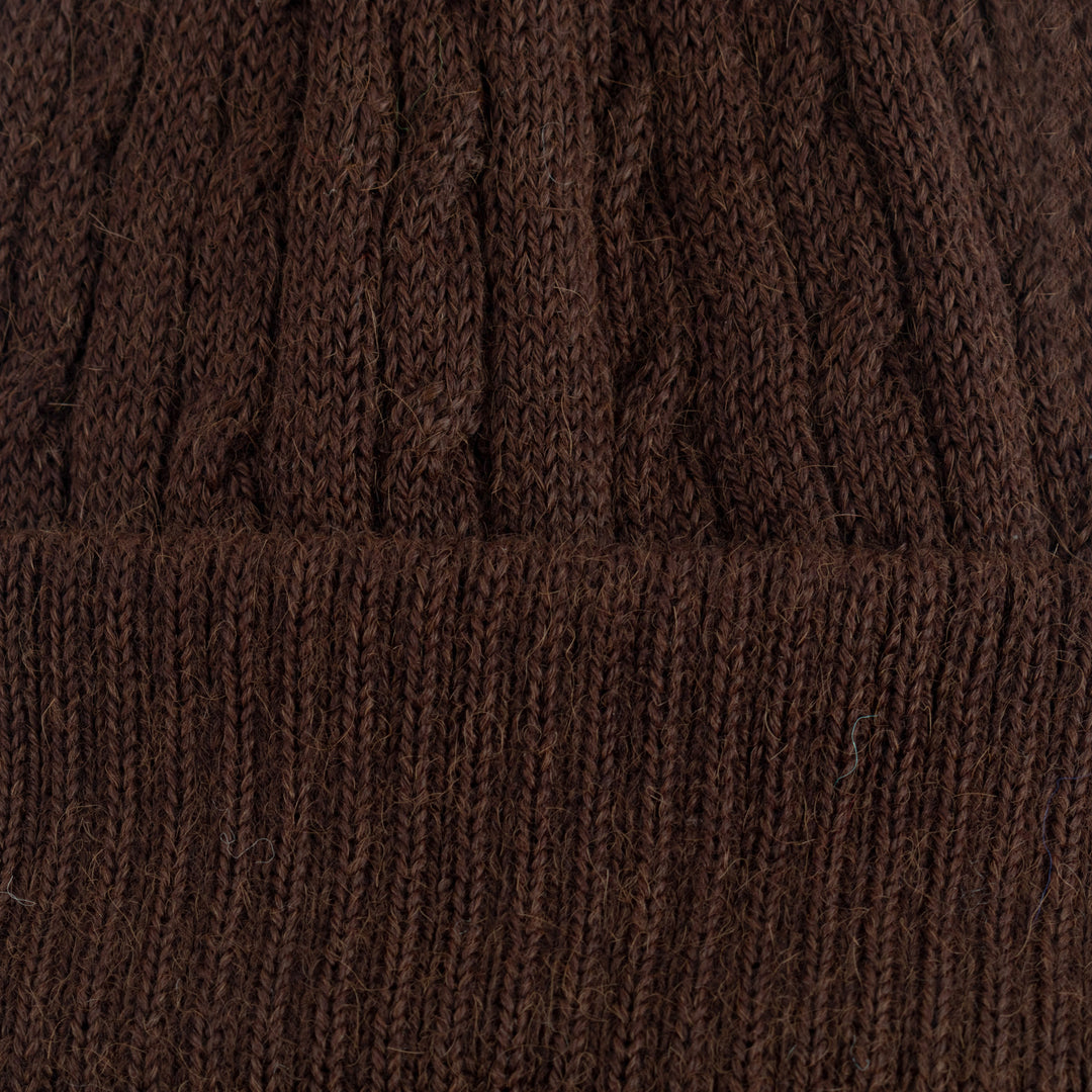 Hand Woven 100% Alpaca Wool Beanie Hat - Brown Mountain Roads