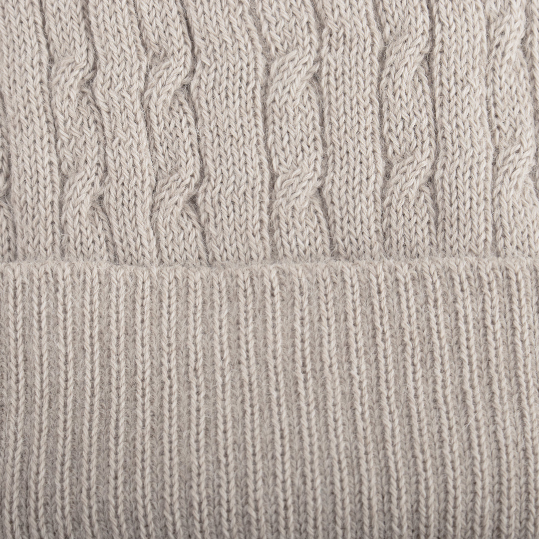 Unique Womens Alpaca Wool Solid Knit Hat - Tan Mountain Path