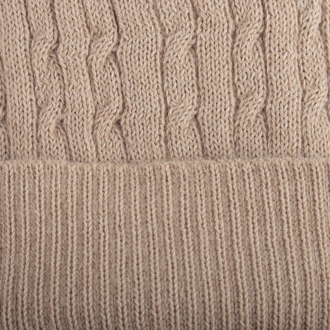 Unique Womens Alpaca Wool Solid Knit Hat - Tan Mountain Path
