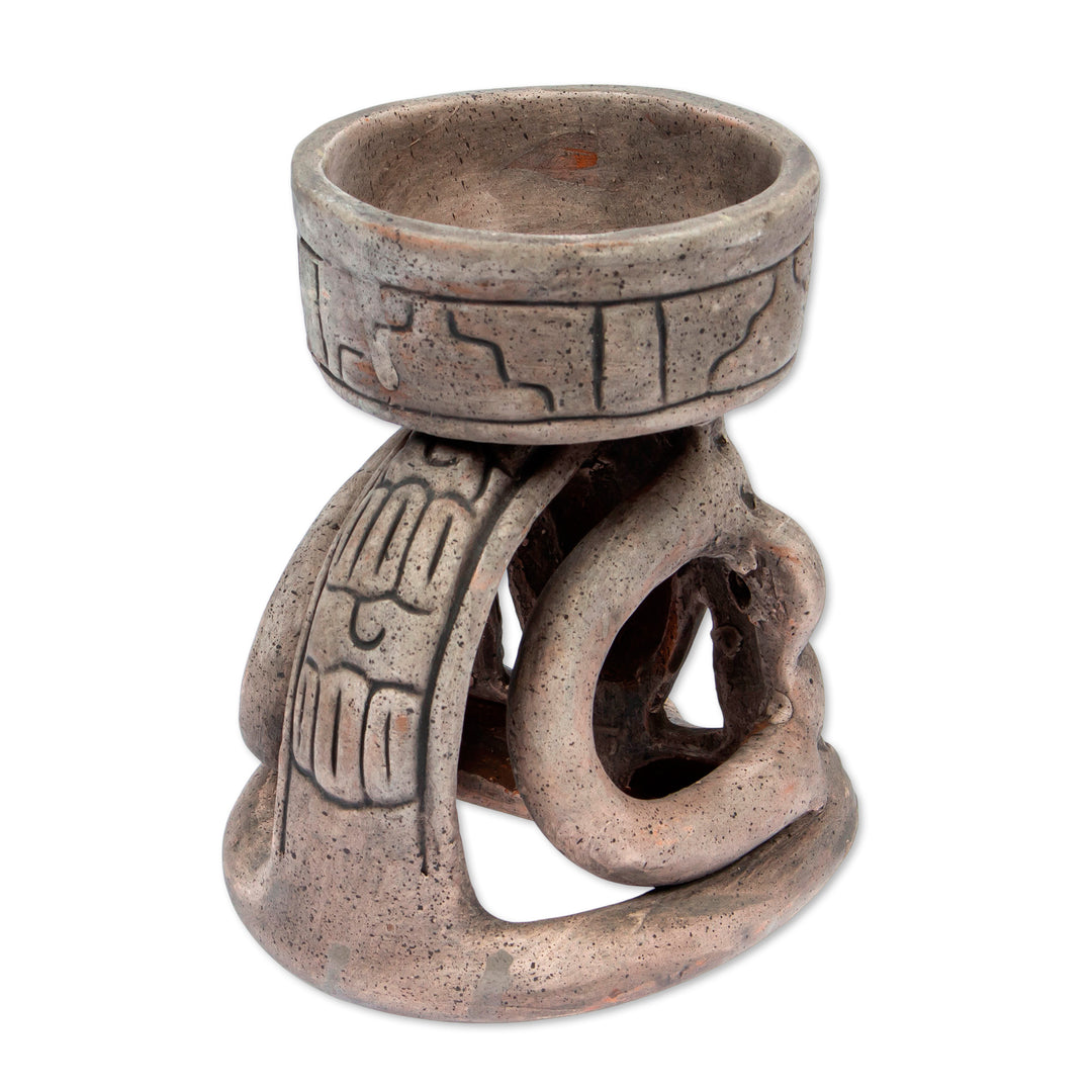 Mexico Handcrafted Archaeological Deity Ceramic Sculpture - Aztec Fire God