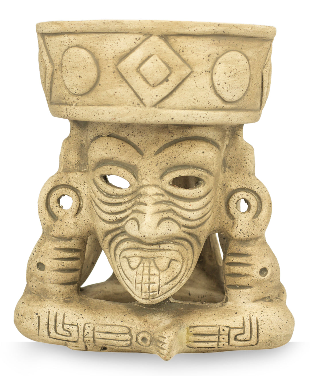 Handmade Aztec Archaeologyl Ceramic Sculpture - Ancient Fire God
