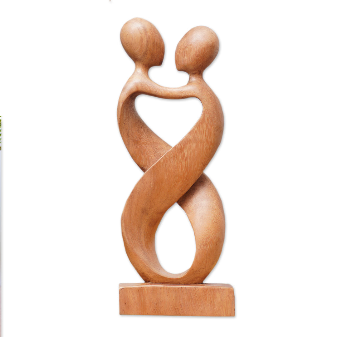 Romantic Wood Sculpture - Heart to Heart