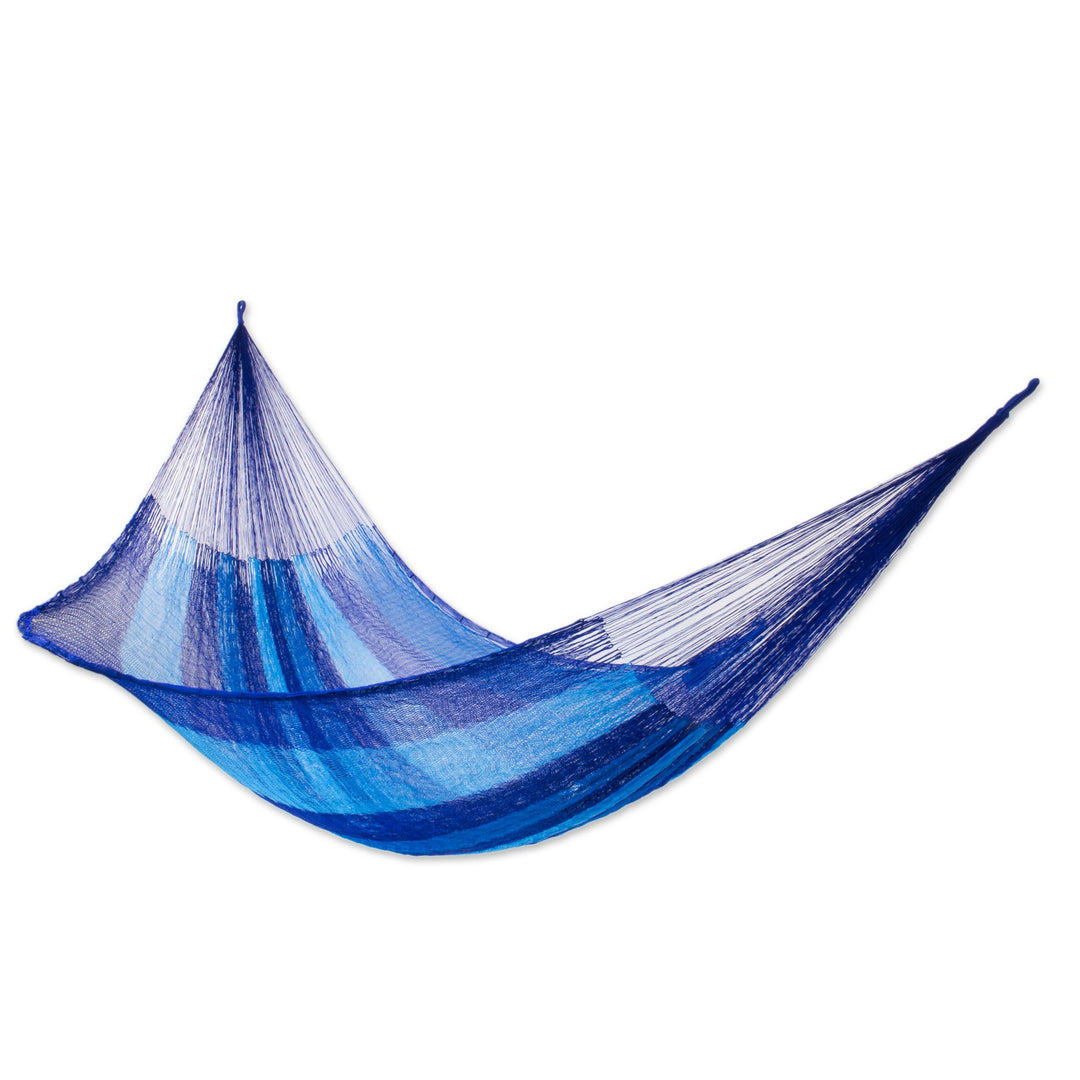 Collectible Striped Mayan Hammock (Double) - Blue Caribbean