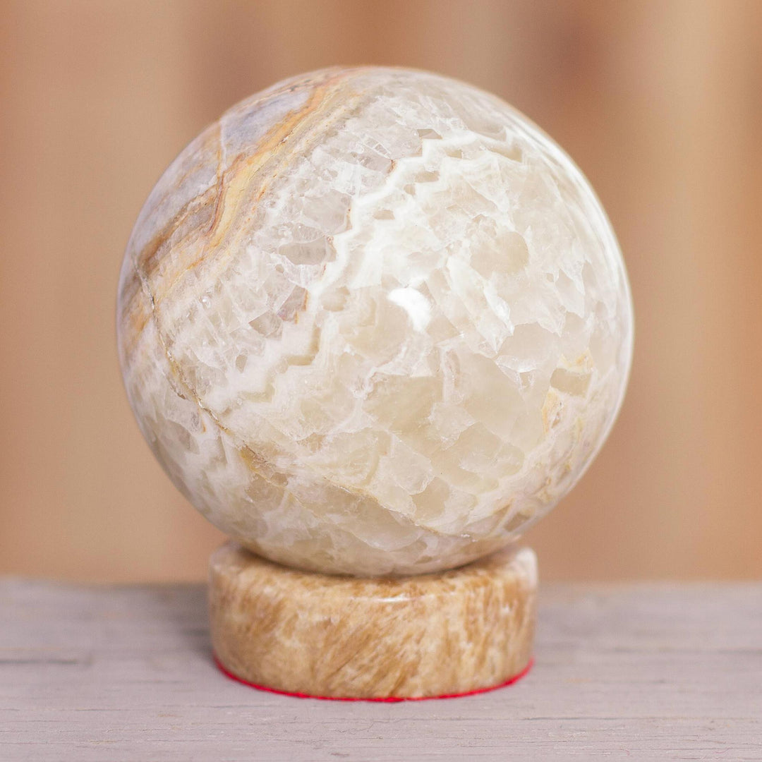 Hand Crafted Geometric Jasper Sphere Sculpture - Inner Peace