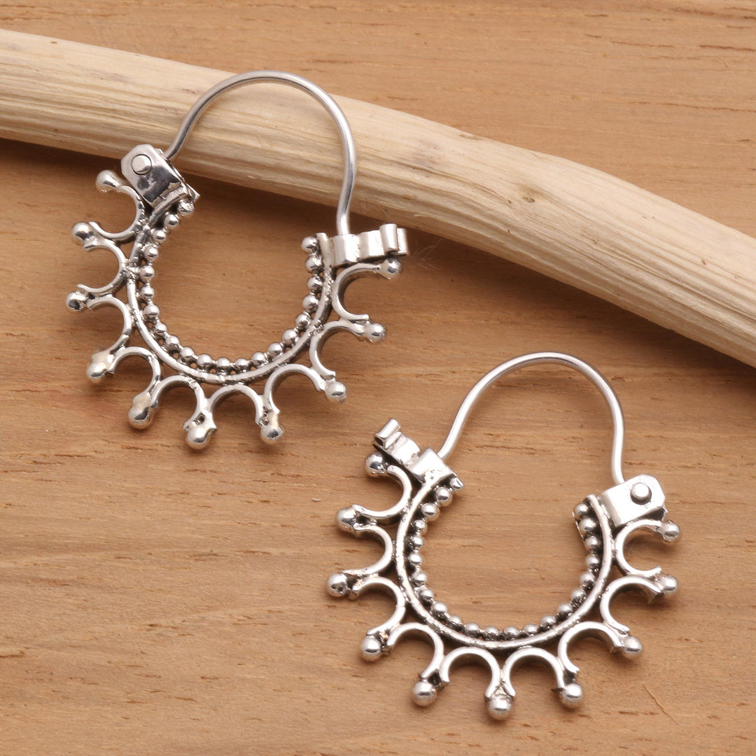 Artisan Crafted Sterling Silver Hoop Earrings - Radiance