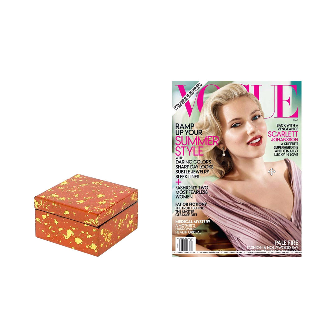 Lacquered wood jewelry box - Golden Land