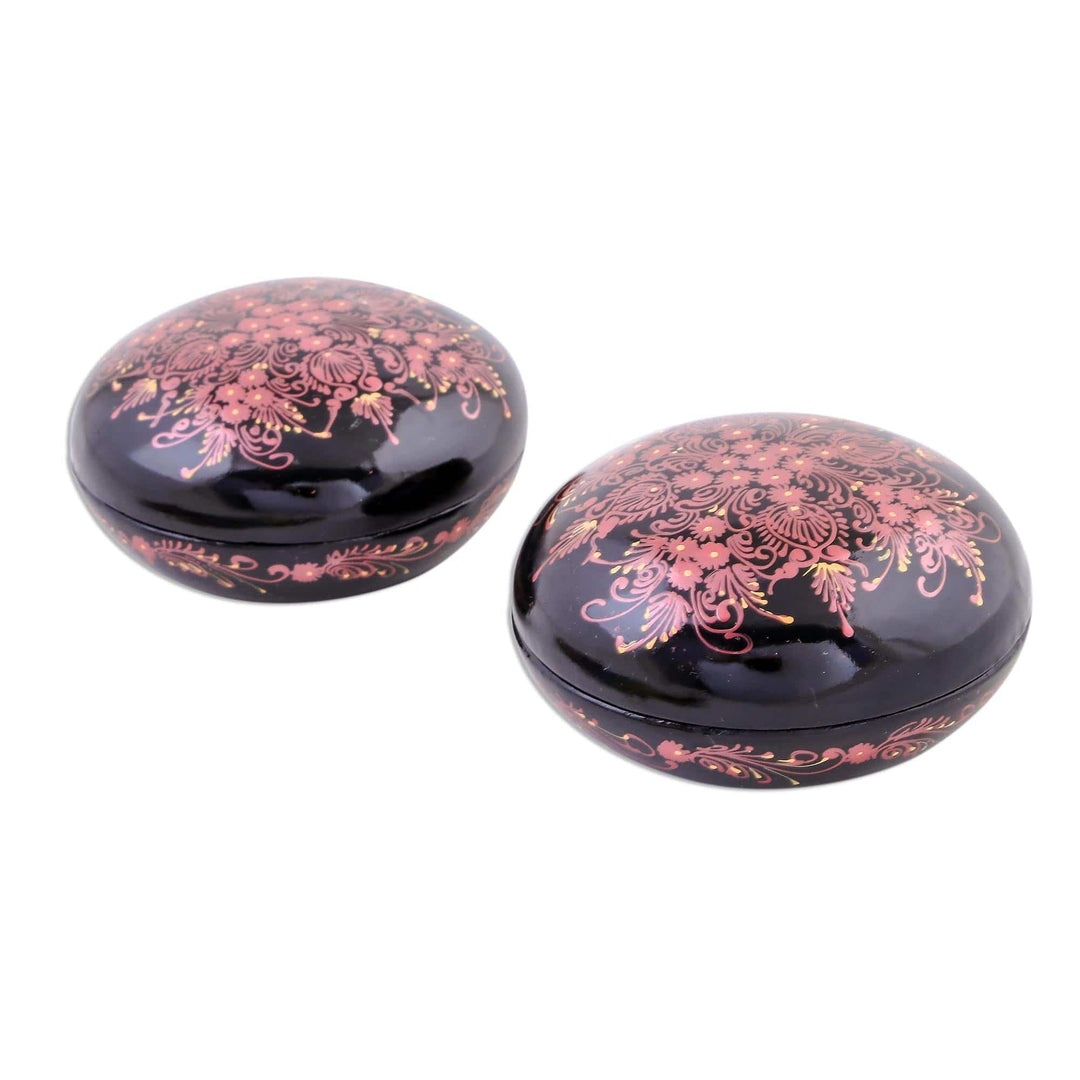 Floral Mango Wood Decorative Boxes (Pair) - Ruby Scintillation