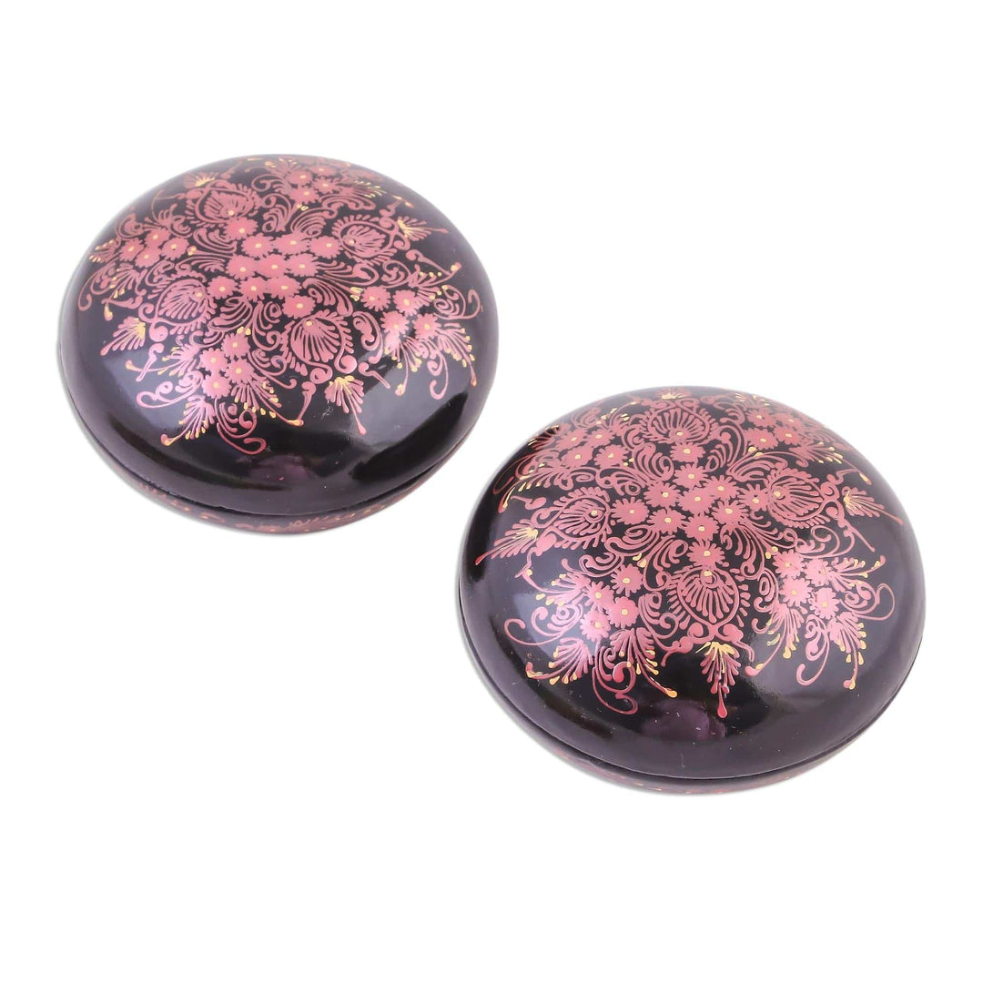 Floral Mango Wood Decorative Boxes (Pair) - Ruby Scintillation