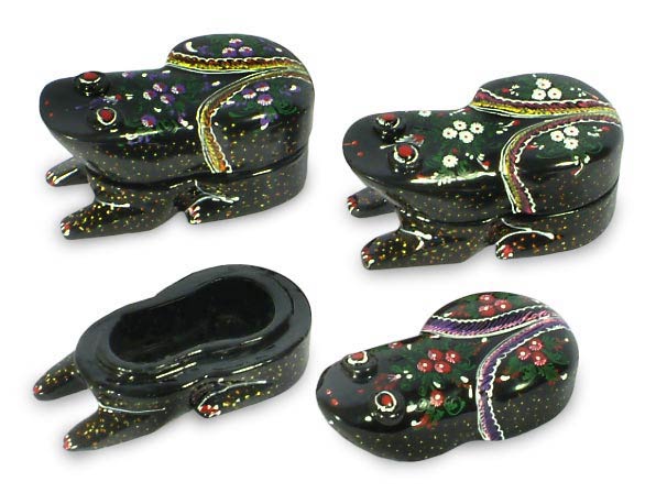 Lacquered wood boxes (Set of 3) - Fortunate Frogs