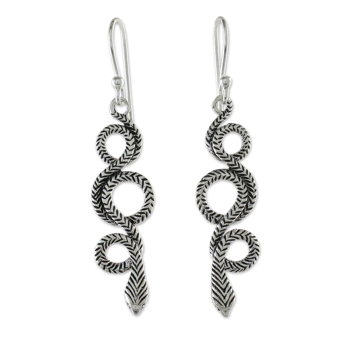 Sterling Silver Snake Earrings - Infinity Serpent