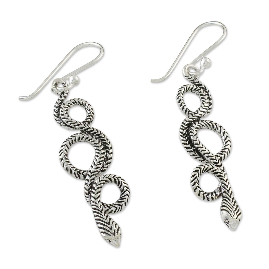 Sterling Silver Snake Earrings - Infinity Serpent