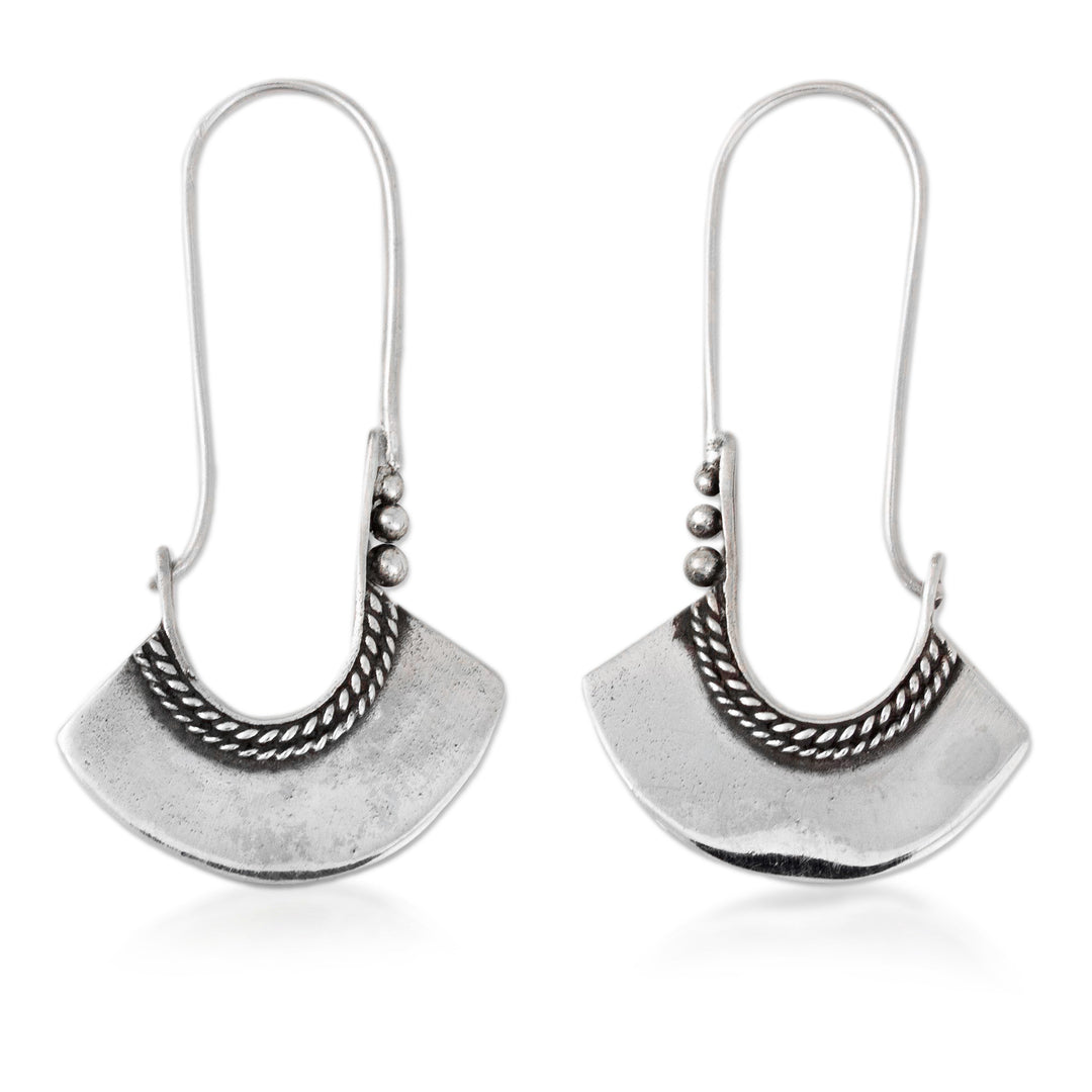 Women's Sterling Silver Hoop Earrings - Hollow Bell