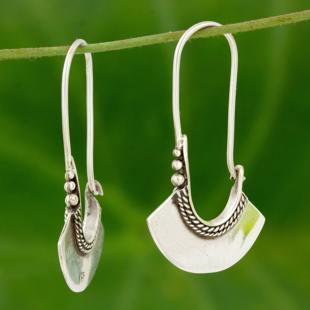 Women's Sterling Silver Hoop Earrings - Hollow Bell