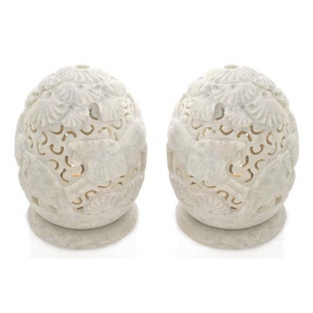 Soapstone candleholders (Pair) - Jungle Party