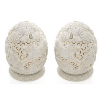 Soapstone candleholders (Pair) - Jungle Party