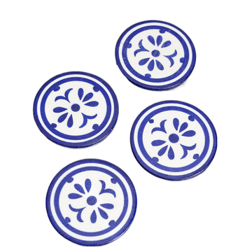 Blue Pottery Coasters - Set of 4