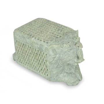 Hand Carved Soapstone Jewelry Box - White Elephant Treasure