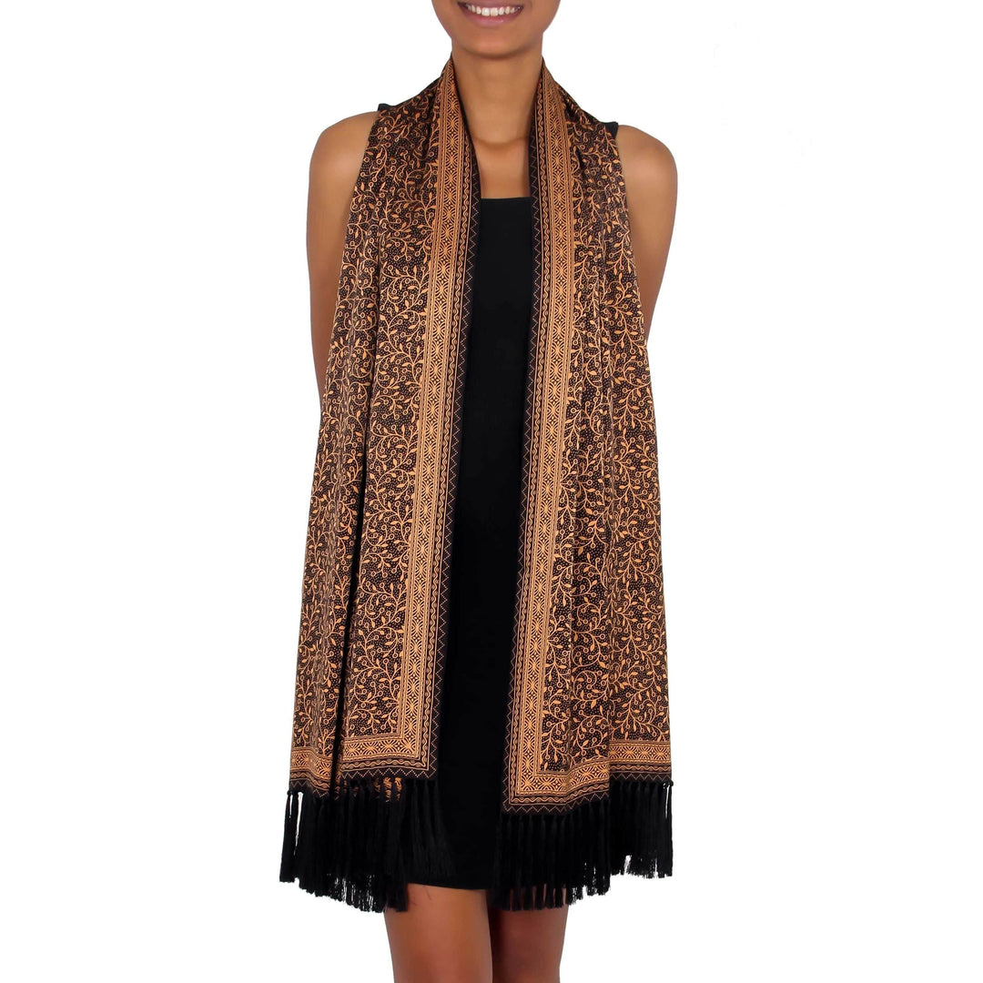 Hand Made Batik Silk Shawl - Wilderness