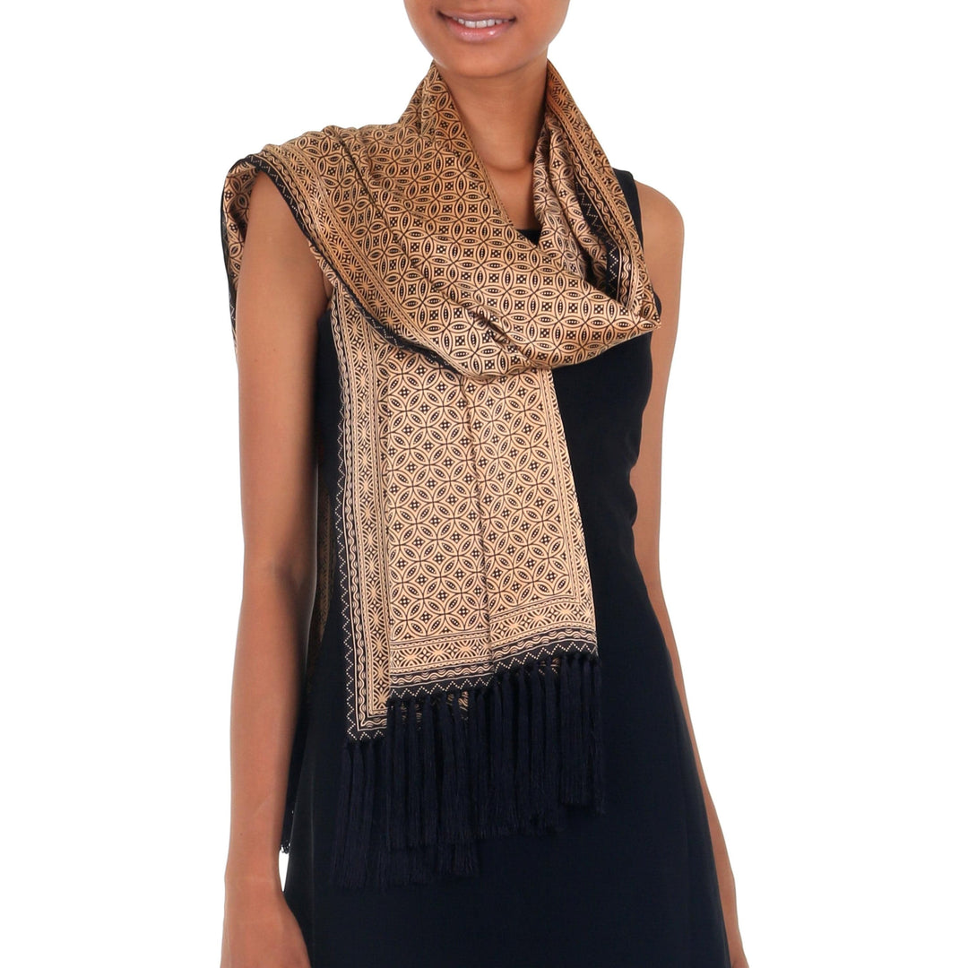Indonesian Batik Silk Shawl - World Views