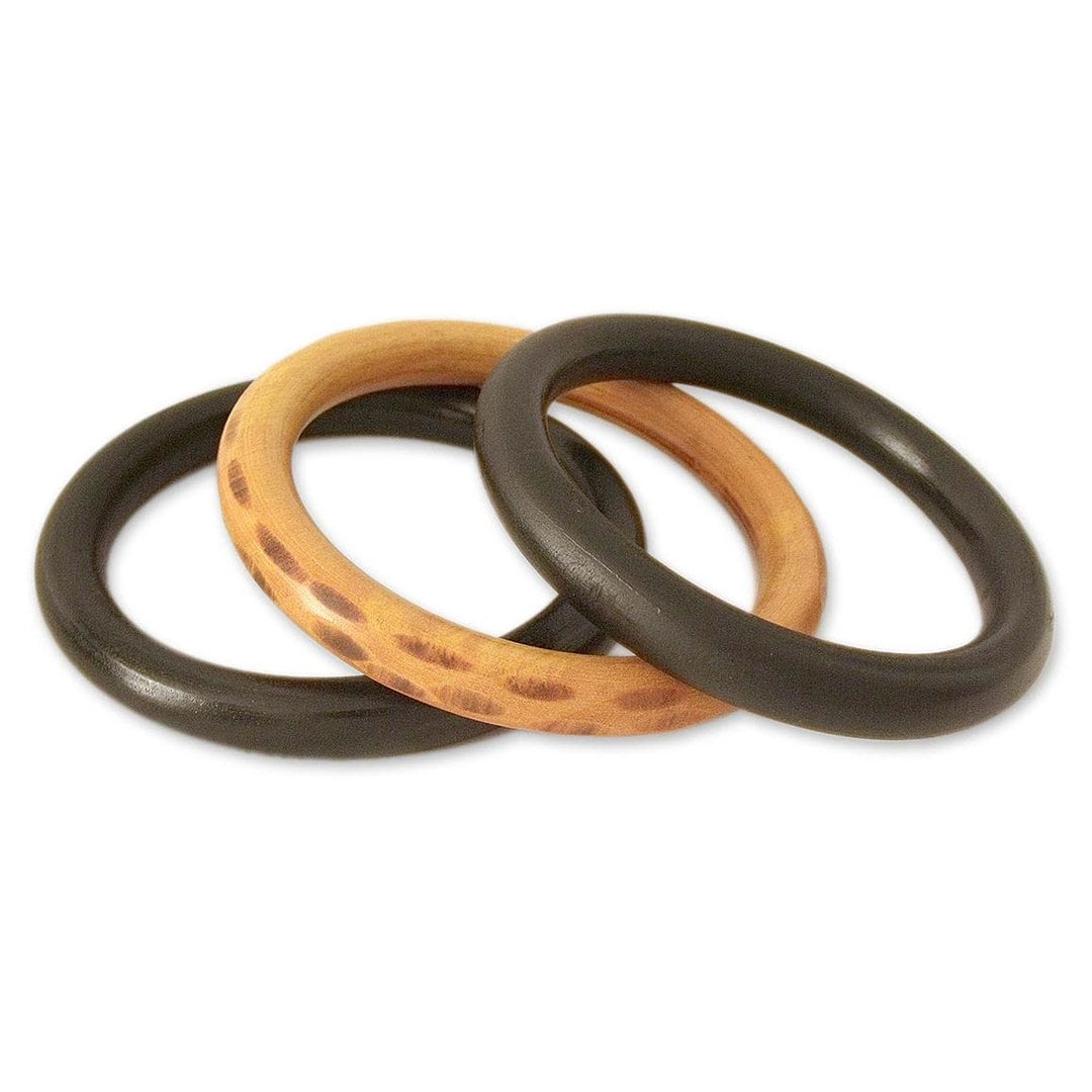 Natural Wood Bangle Bracelets (Set of 3) - Exotic Delhi