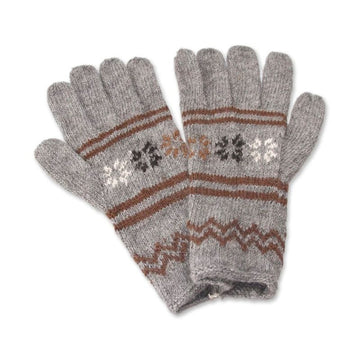 Alpaca Wool Patterned Gloves from Peru - Gentle Clouds