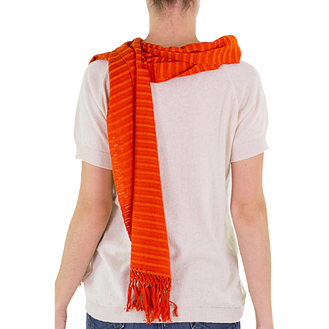 Unique Orange Cotton Scarf - Citrus Fantasy
