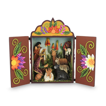 Artisan Crafted Peruvian Retablo Nativity Scene - Christmas Lullaby