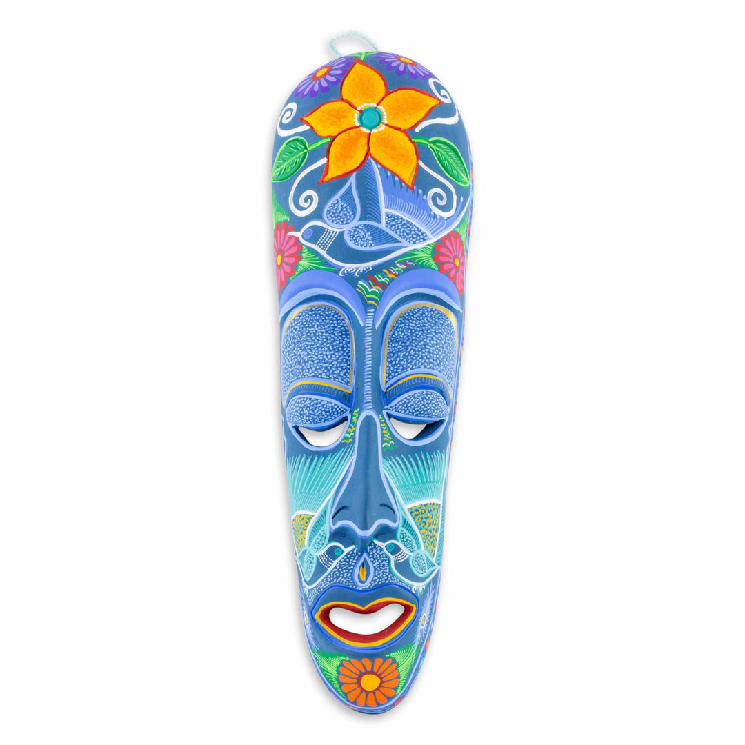 Original Ceramic Mask Painted by Hand - Blossoming Happiness