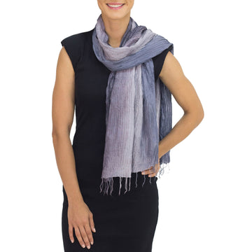 Hand-dyed Silk Scarf from Thailand - Gray Transitions