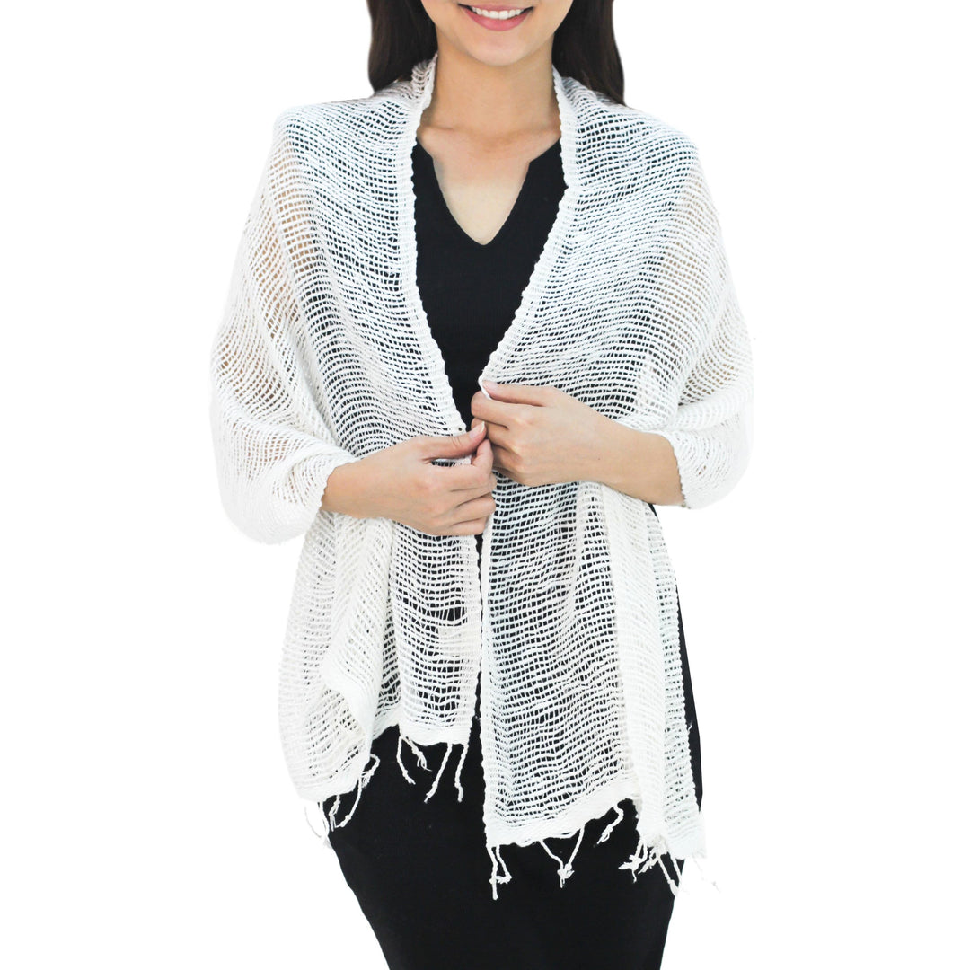 Thai White Cotton Scarf - Breezy White
