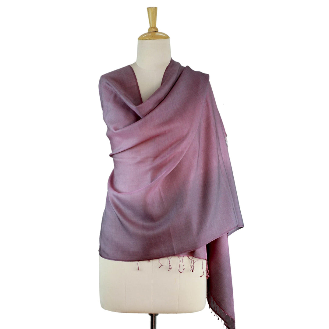 Shaded Pink Shawl in Silk and Wool - Amethyst Sigh
