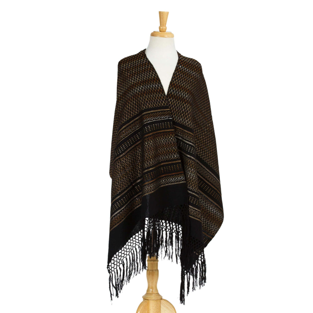 Artisan Handwoven Cotton Shawl from Mexico - Sophisticated Designs