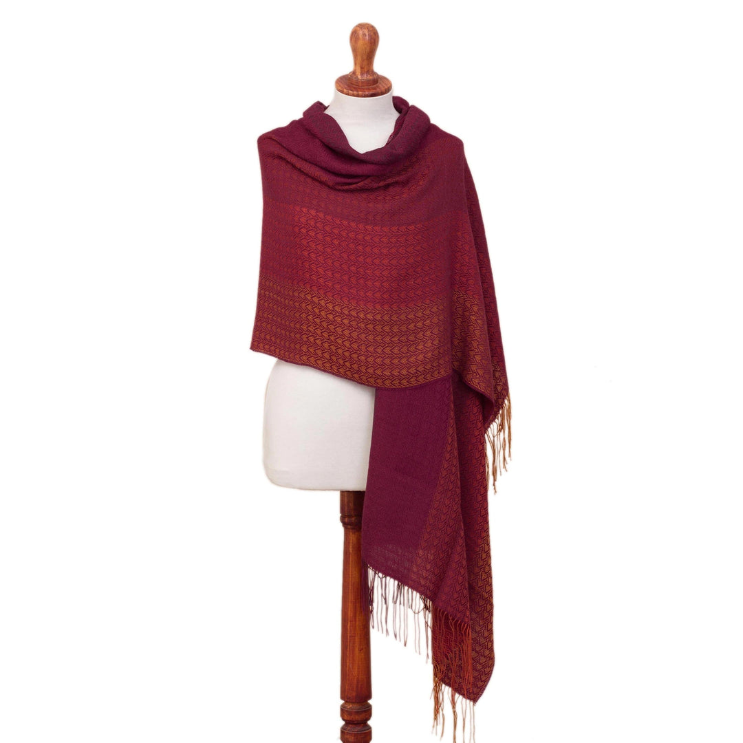 Hand Woven Striped Alpaca Blend Shawl from Peru - Inviting Beauty