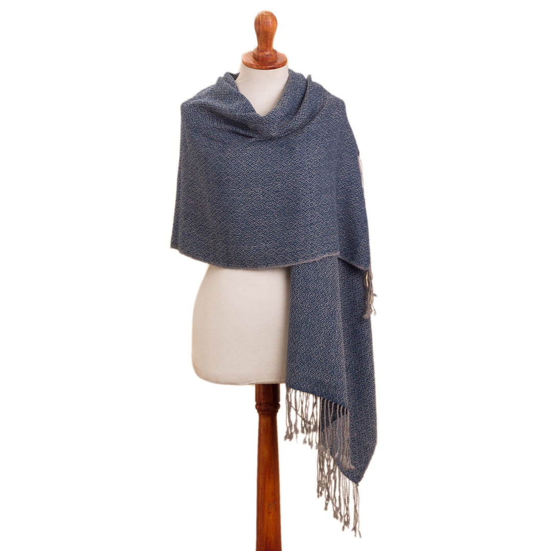 Geometric 100% Alpaca Shawl Woven in Peru - Elegant Girl