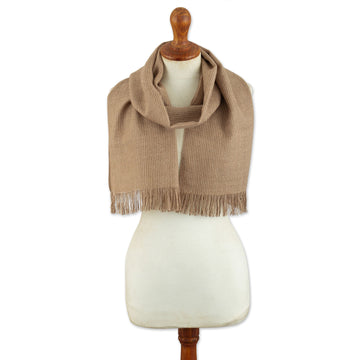 Brown Scarf Hand-Woven From 100% Baby Alpaca in Peru - Honey Charm