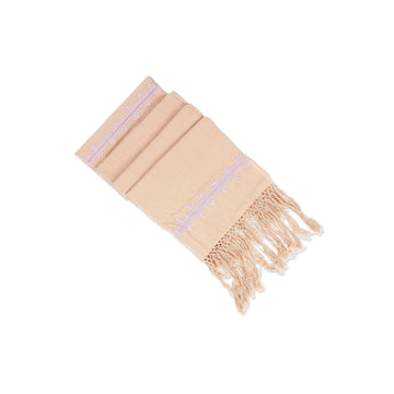 Pink Embroidered Cotton Shawl in a Solid Caramel Hue - Empress's Pink Spirit