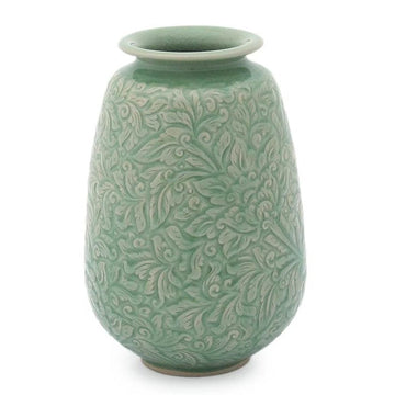 Celadon Ceramic Vase - Divine Profusion