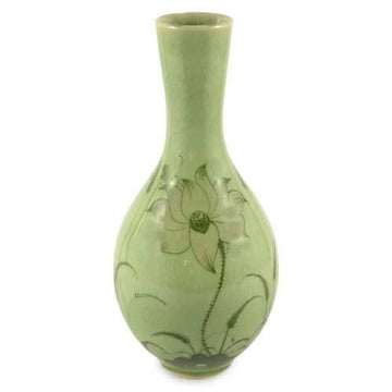 Celadon ceramic vase - Lofty Lotus