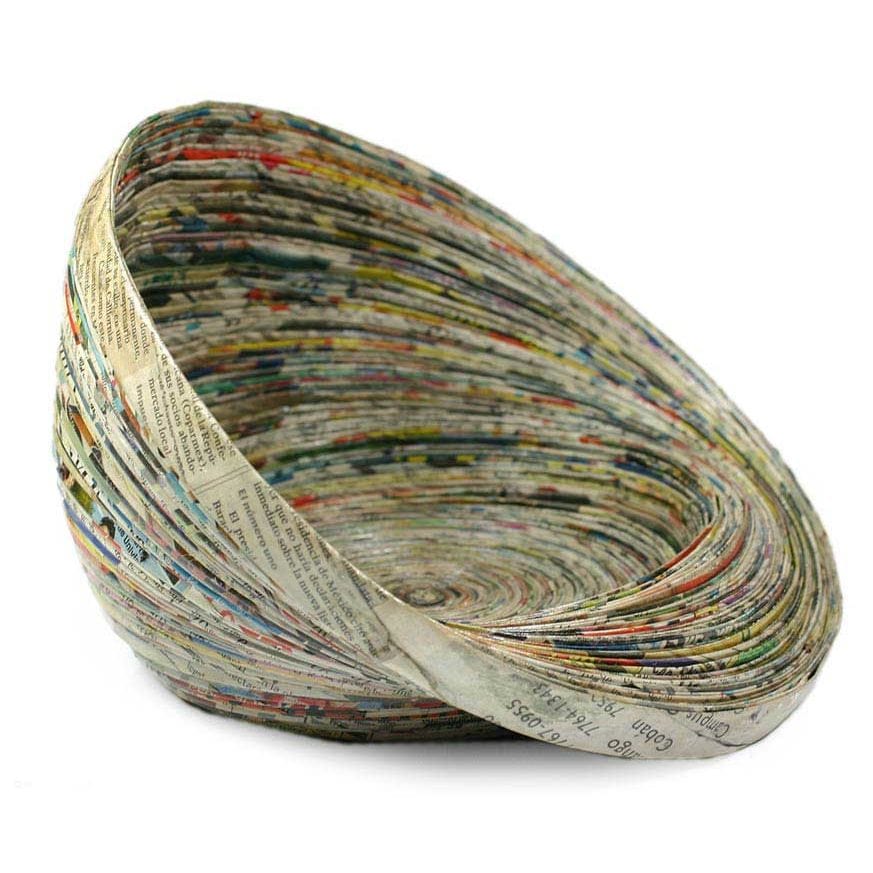 Modern Recycled Paper Bowl Centerpiece - Waves